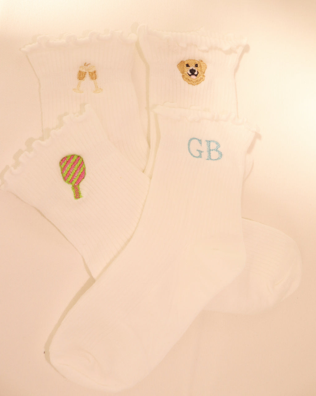 Embroidered Ruffle Socks