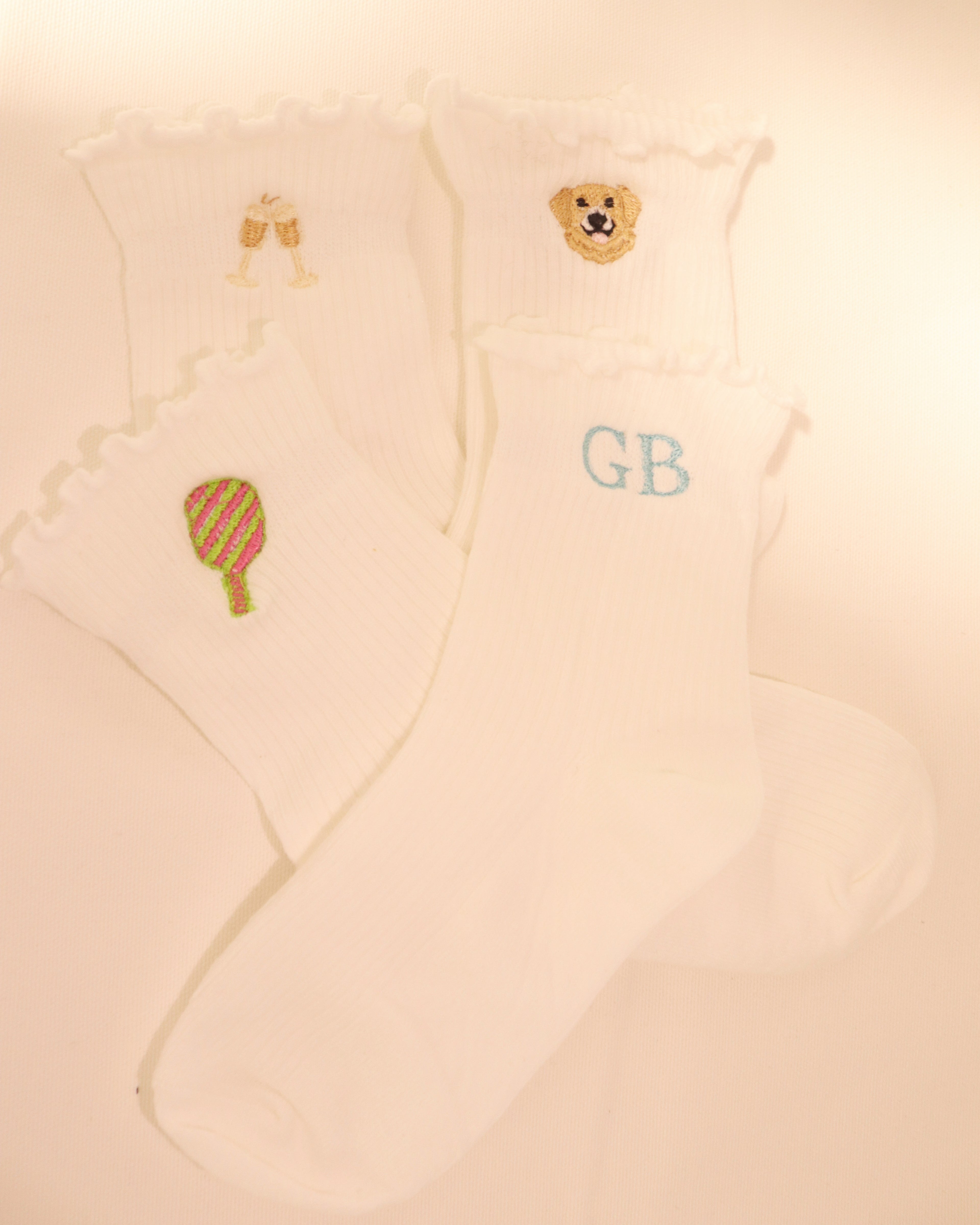 Embroidered Ruffle Socks