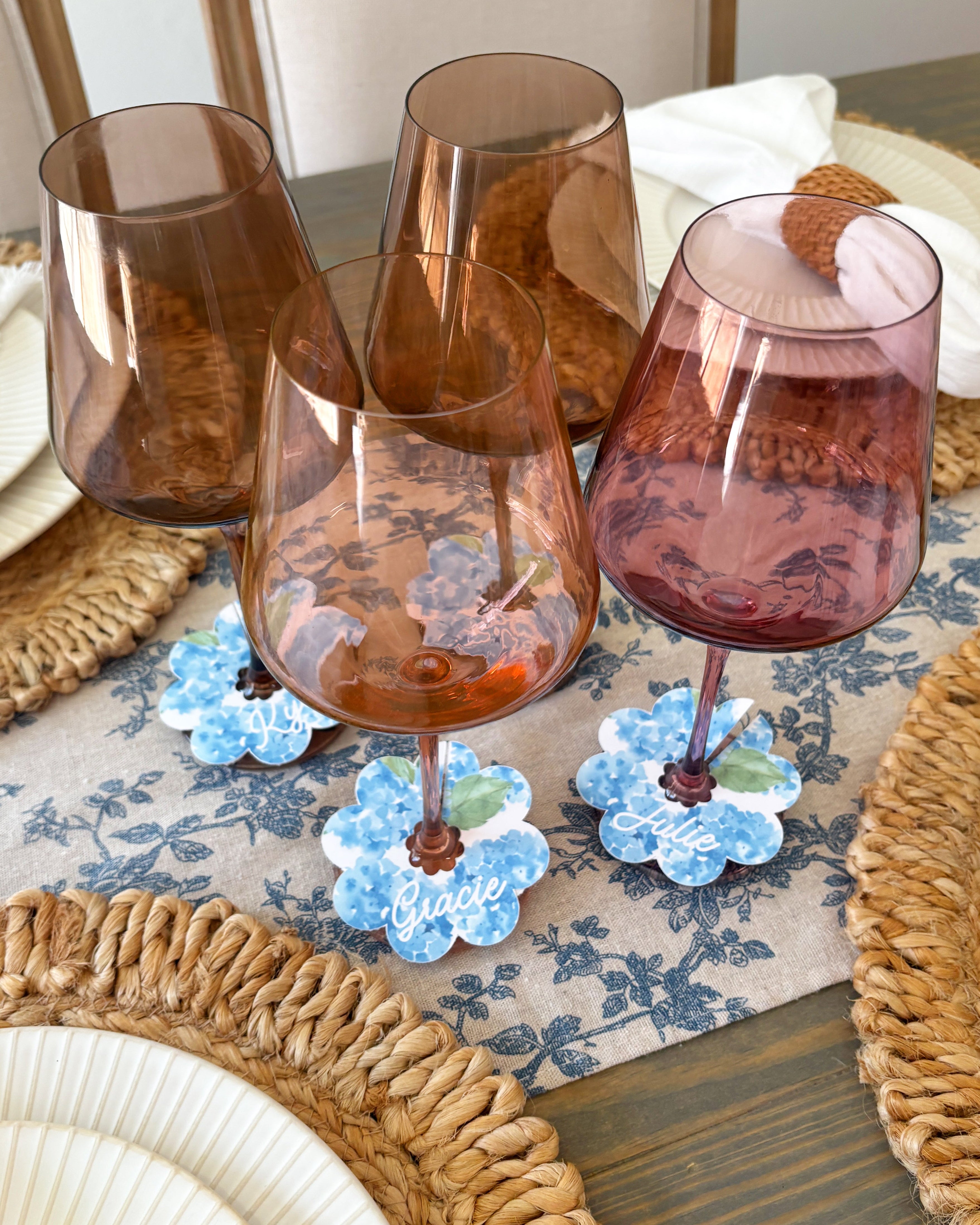 Something Blue Wine Stem Name Card
