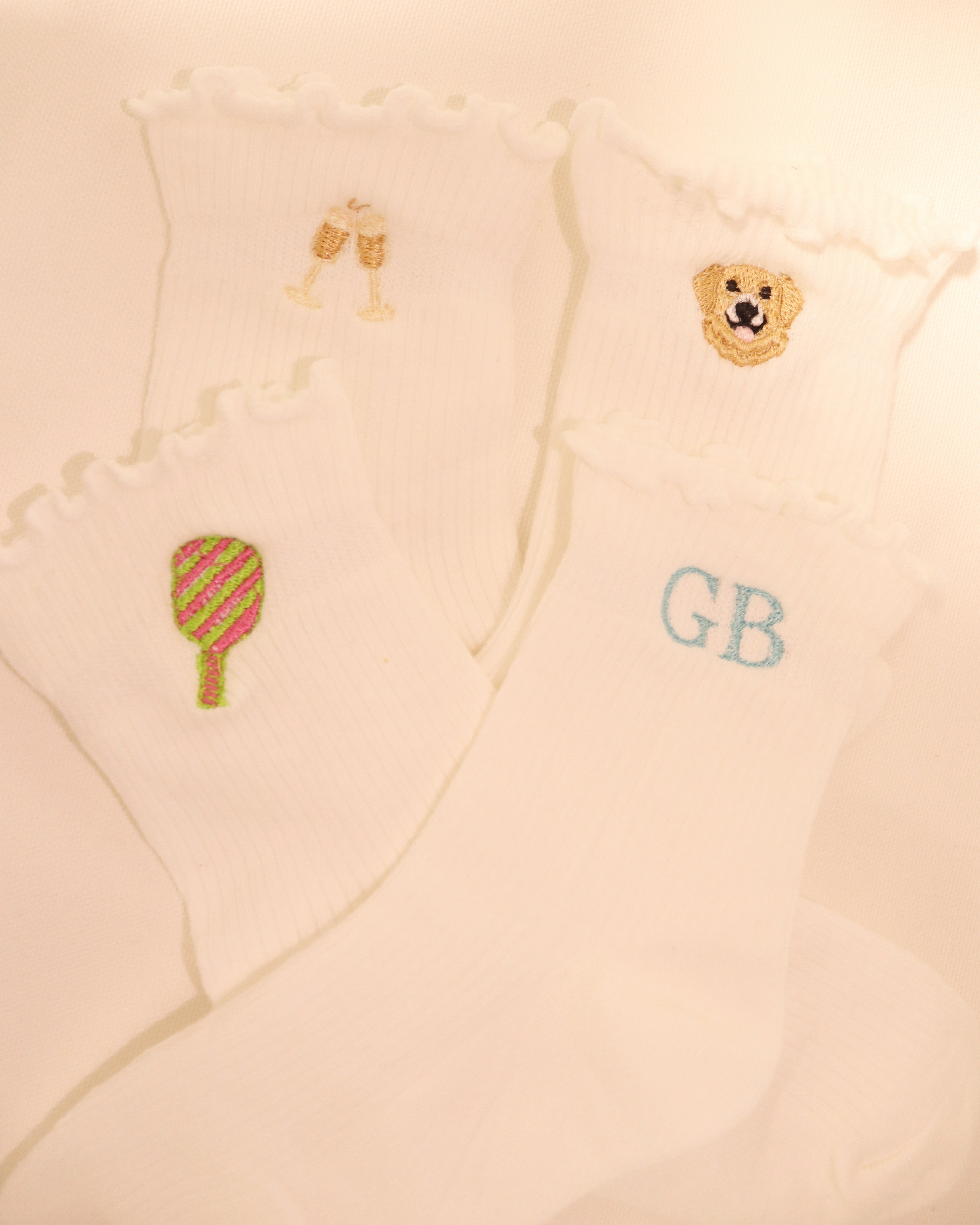 Embroidered Ruffle Socks