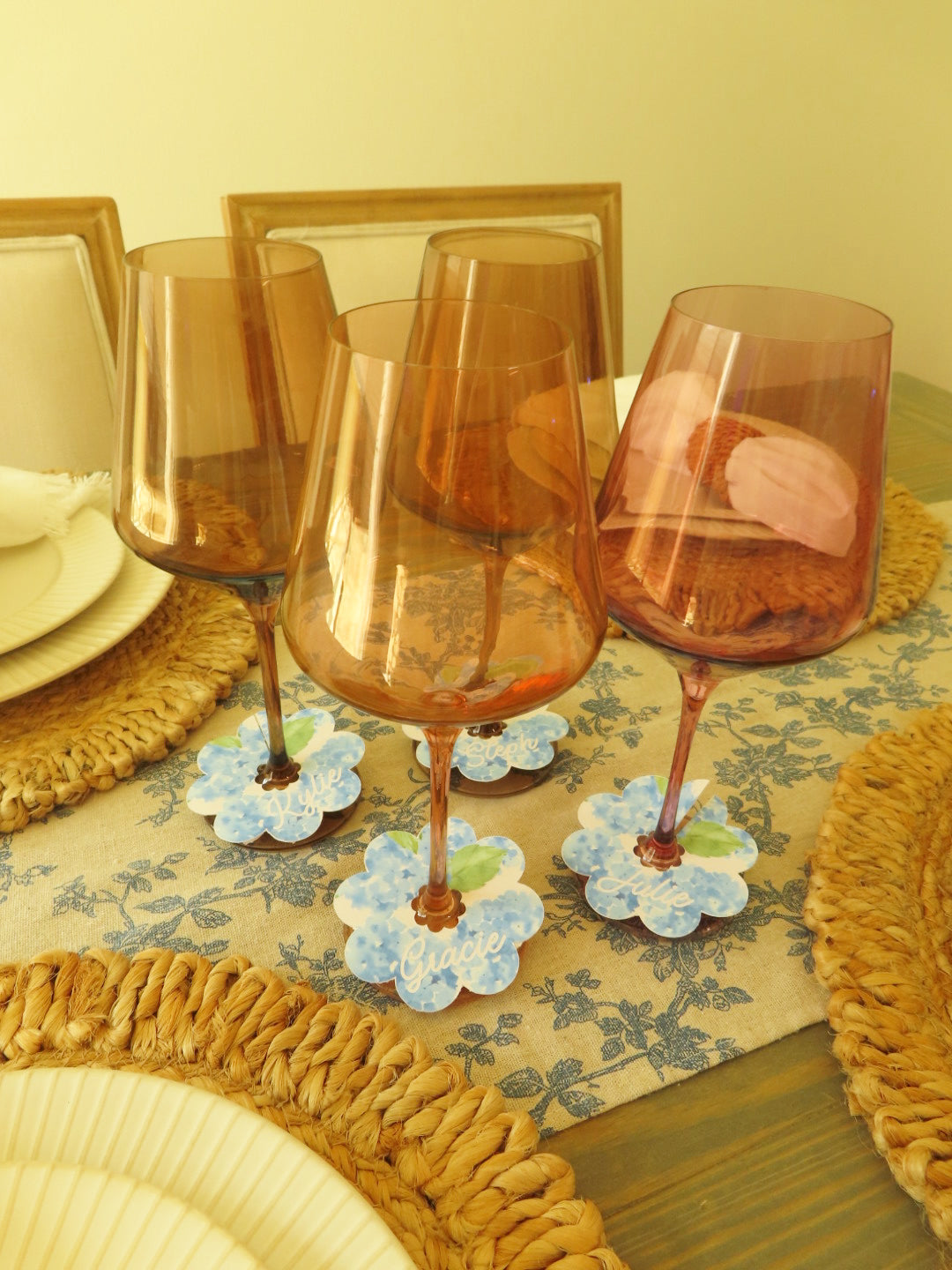 Something Blue Wine Stem Name Card