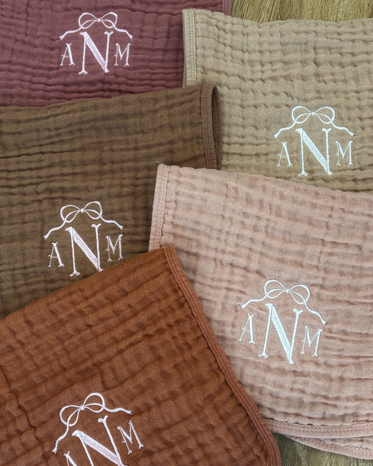 Embroidered Burp Cloths - Set of 5