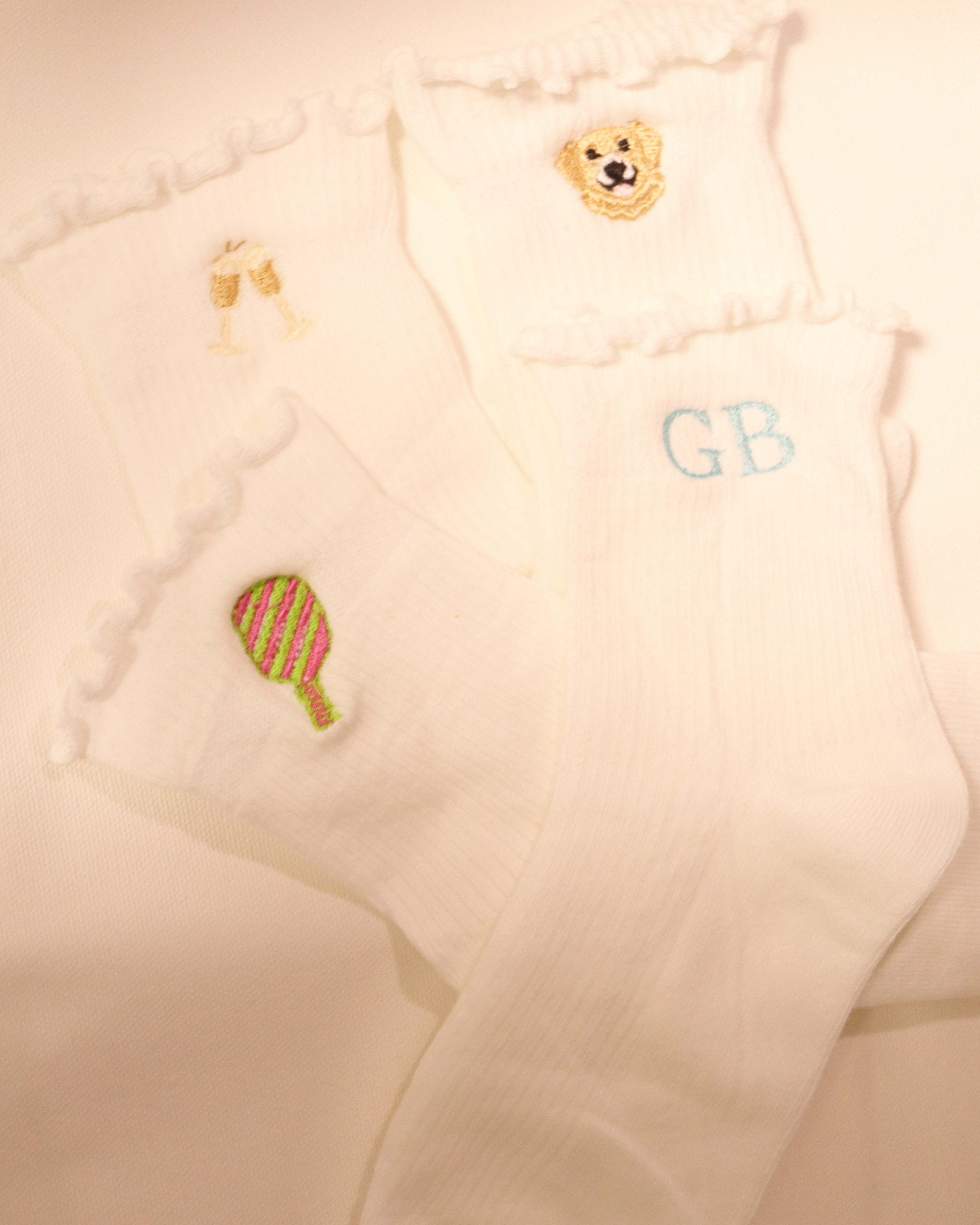 Embroidered Ruffle Socks