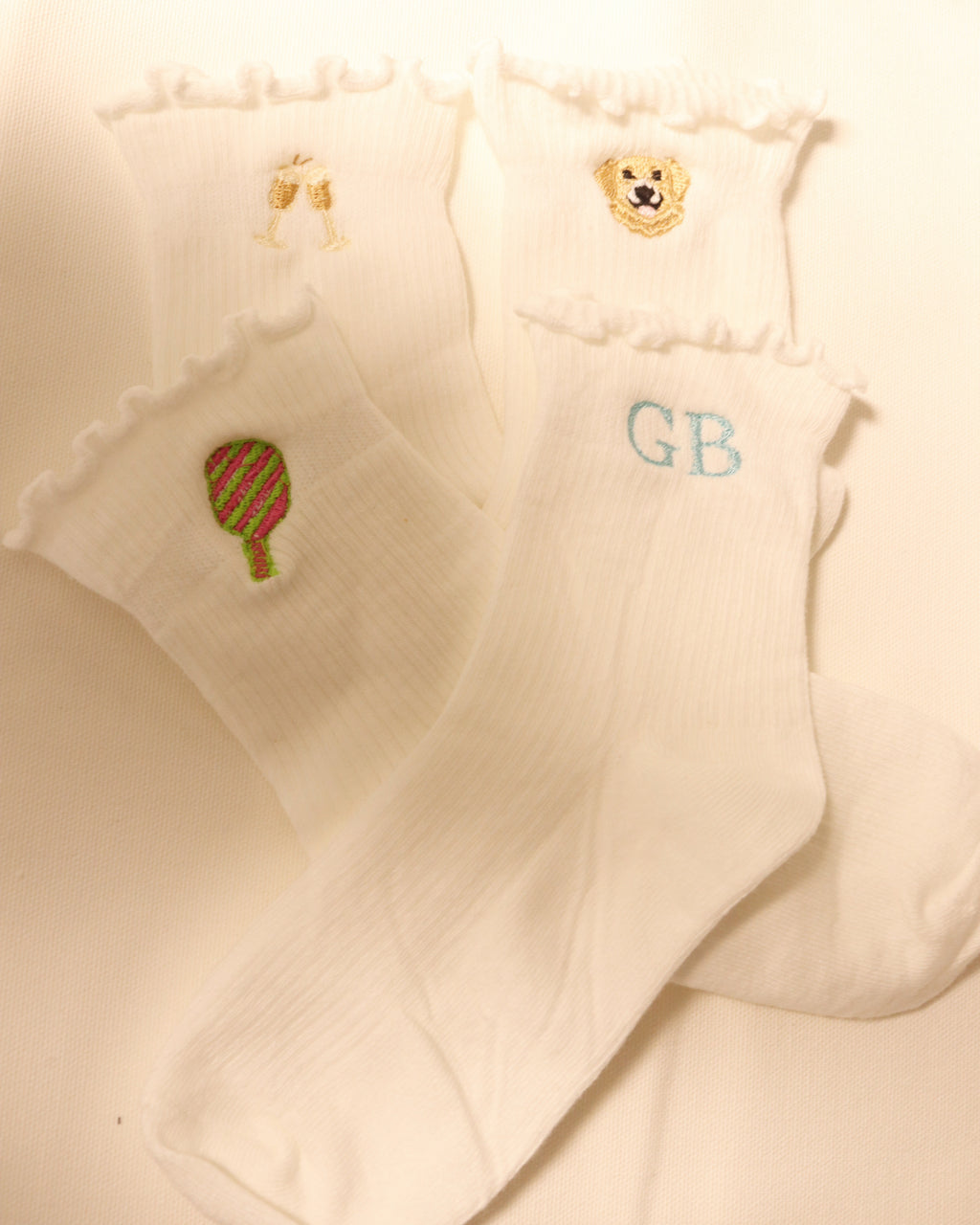 Embroidered Ruffle Socks