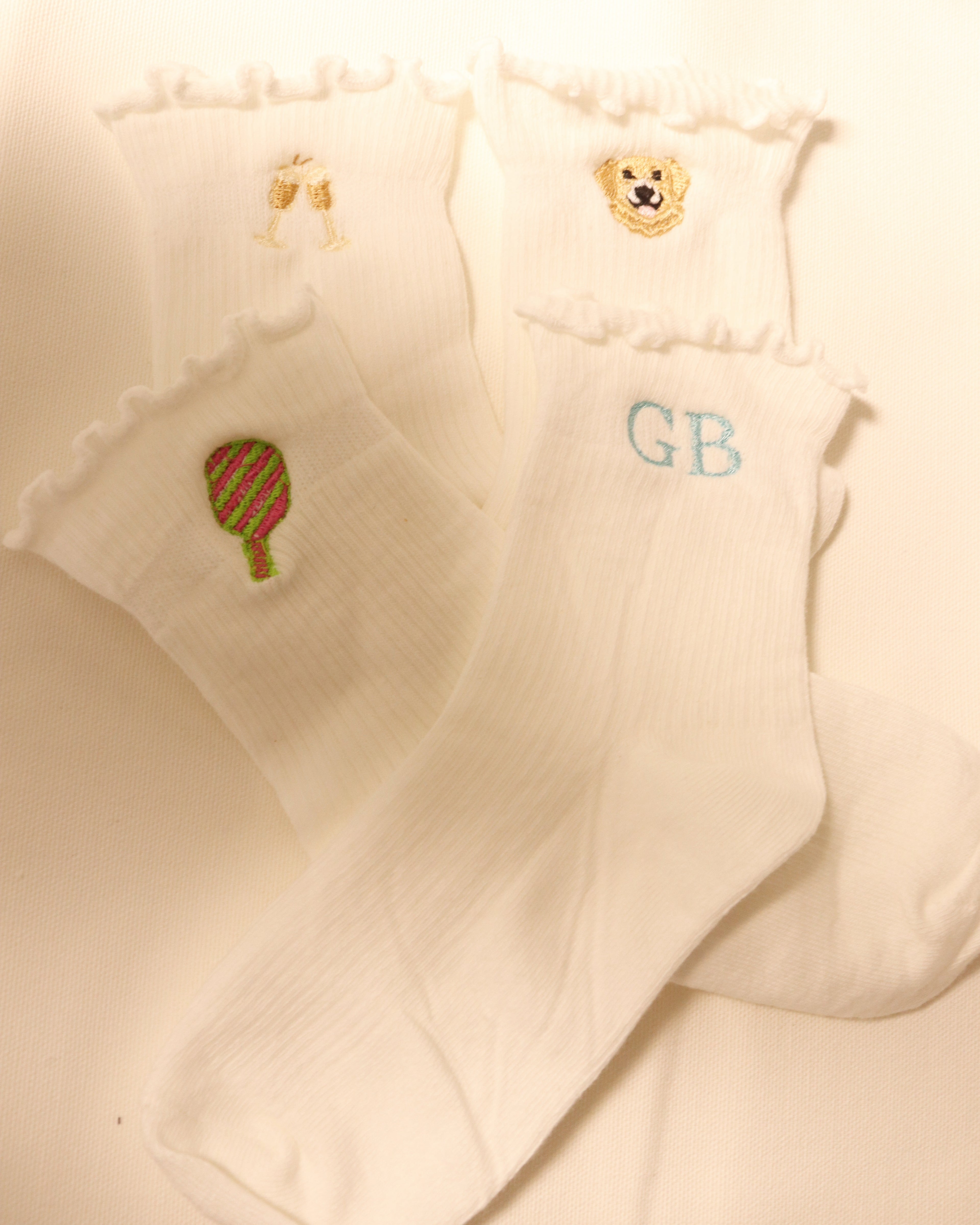 Embroidered Ruffle Socks