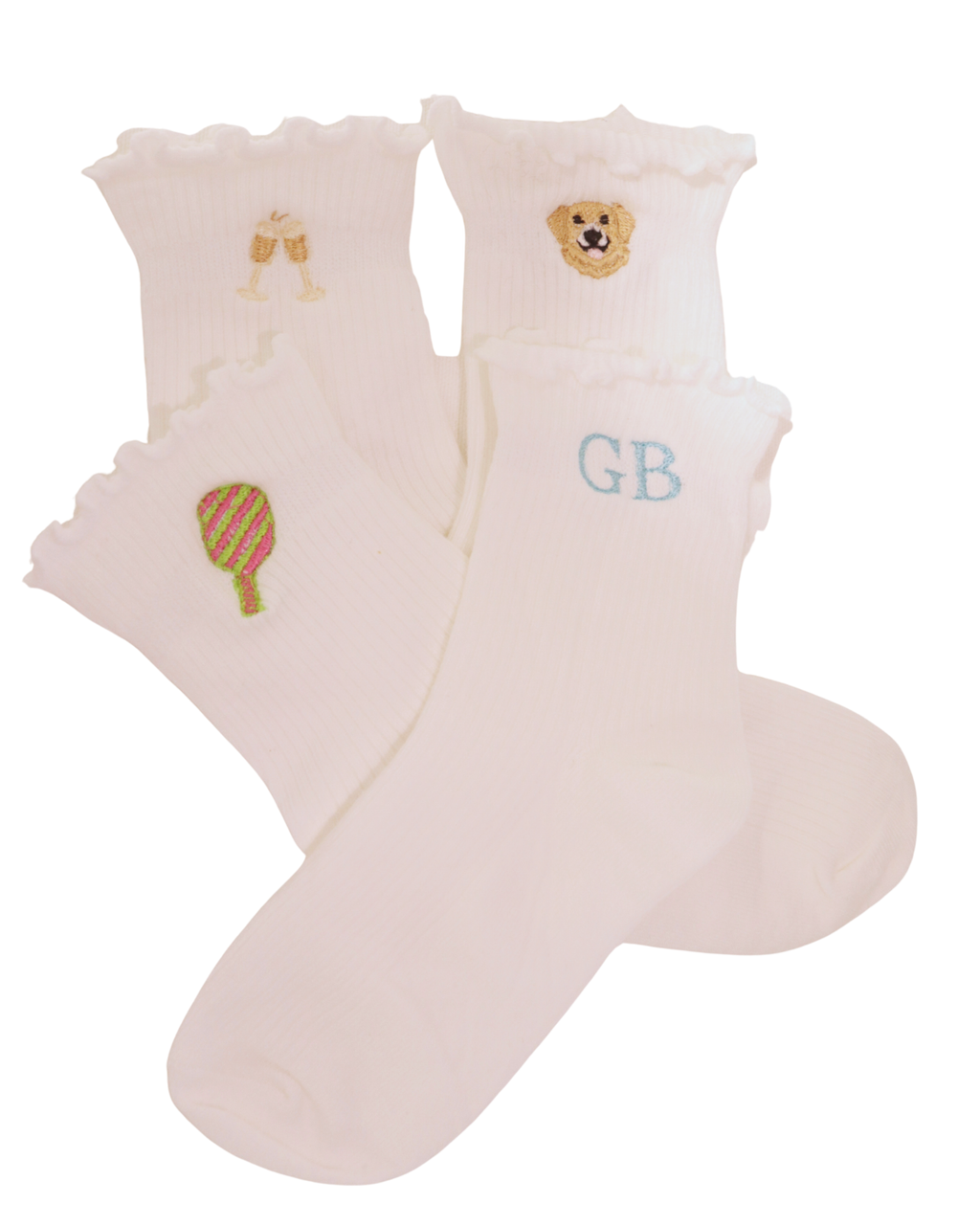 Embroidered Ruffle Socks