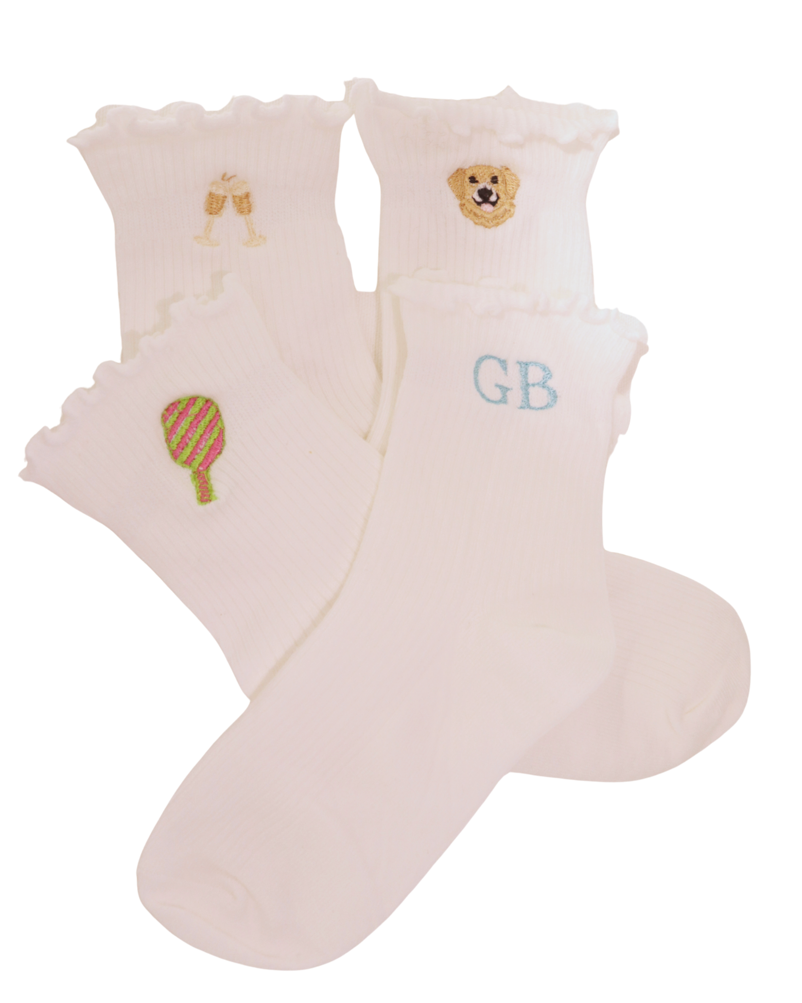 Embroidered Ruffle Socks